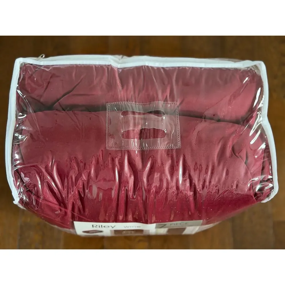 NEW! Stratford Park Audrey Nanshing Riley Wine 7pc Comforter Set King